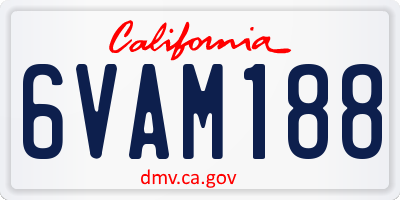 CA license plate 6VAM188