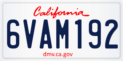CA license plate 6VAM192