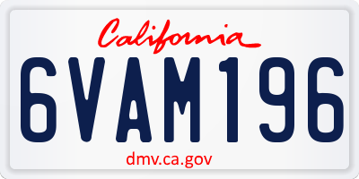 CA license plate 6VAM196