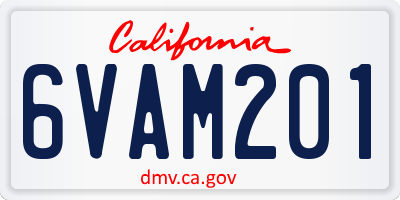 CA license plate 6VAM201