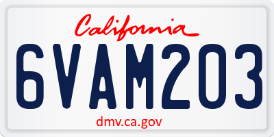 CA license plate 6VAM203