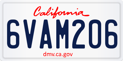 CA license plate 6VAM206