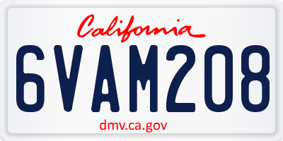 CA license plate 6VAM208