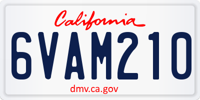 CA license plate 6VAM210