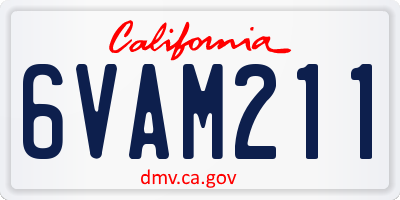 CA license plate 6VAM211