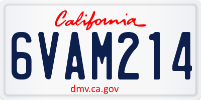 CA license plate 6VAM214