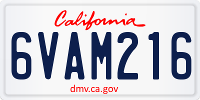 CA license plate 6VAM216