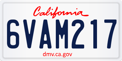 CA license plate 6VAM217