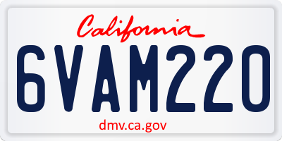 CA license plate 6VAM220