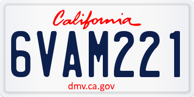 CA license plate 6VAM221
