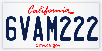 CA license plate 6VAM222