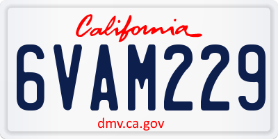 CA license plate 6VAM229
