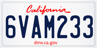 CA license plate 6VAM233