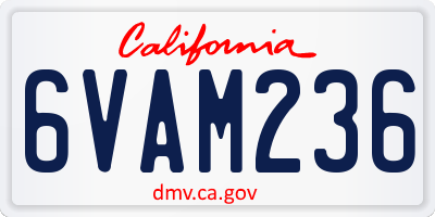 CA license plate 6VAM236