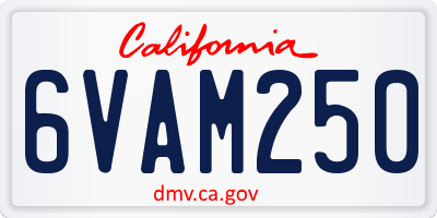CA license plate 6VAM250