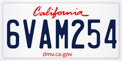 CA license plate 6VAM254