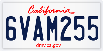 CA license plate 6VAM255