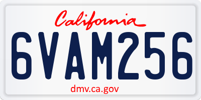 CA license plate 6VAM256