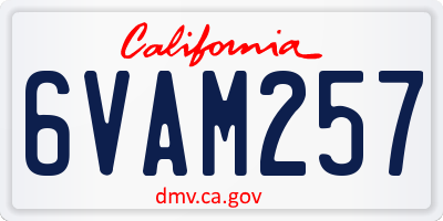 CA license plate 6VAM257