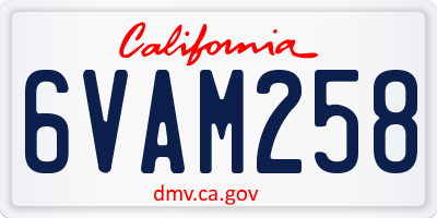 CA license plate 6VAM258