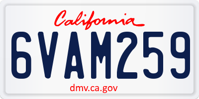 CA license plate 6VAM259