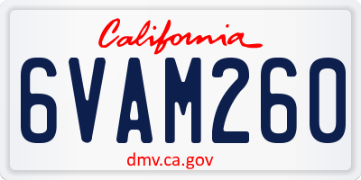 CA license plate 6VAM260