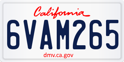 CA license plate 6VAM265
