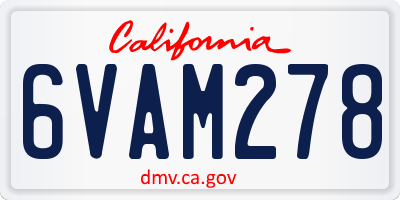 CA license plate 6VAM278