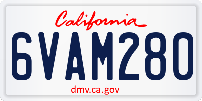 CA license plate 6VAM280