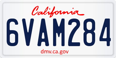 CA license plate 6VAM284