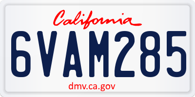 CA license plate 6VAM285