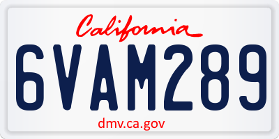 CA license plate 6VAM289