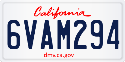 CA license plate 6VAM294