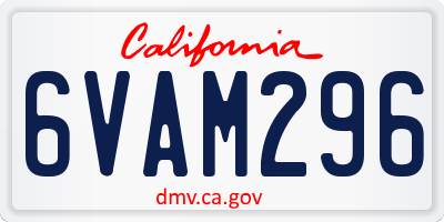 CA license plate 6VAM296