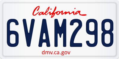 CA license plate 6VAM298