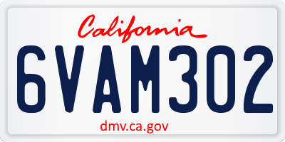 CA license plate 6VAM302