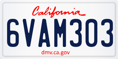 CA license plate 6VAM303