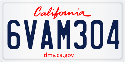 CA license plate 6VAM304