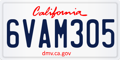 CA license plate 6VAM305