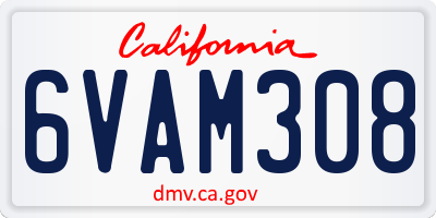 CA license plate 6VAM308