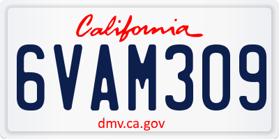 CA license plate 6VAM309