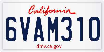 CA license plate 6VAM310