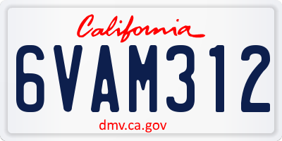 CA license plate 6VAM312