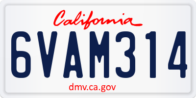 CA license plate 6VAM314