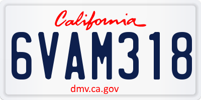 CA license plate 6VAM318