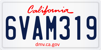 CA license plate 6VAM319