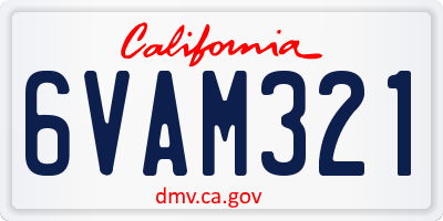 CA license plate 6VAM321