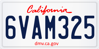 CA license plate 6VAM325
