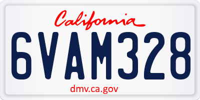 CA license plate 6VAM328