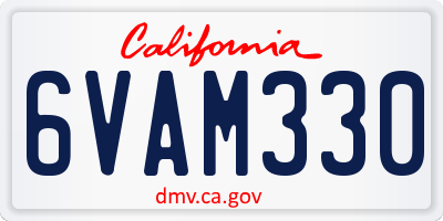 CA license plate 6VAM330